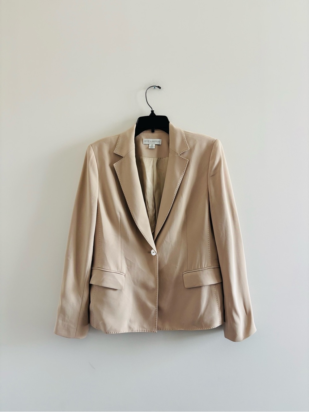 Vintage 90s Petite Sophisticate Blazer Beige Womens 10 Office Preppy Classic